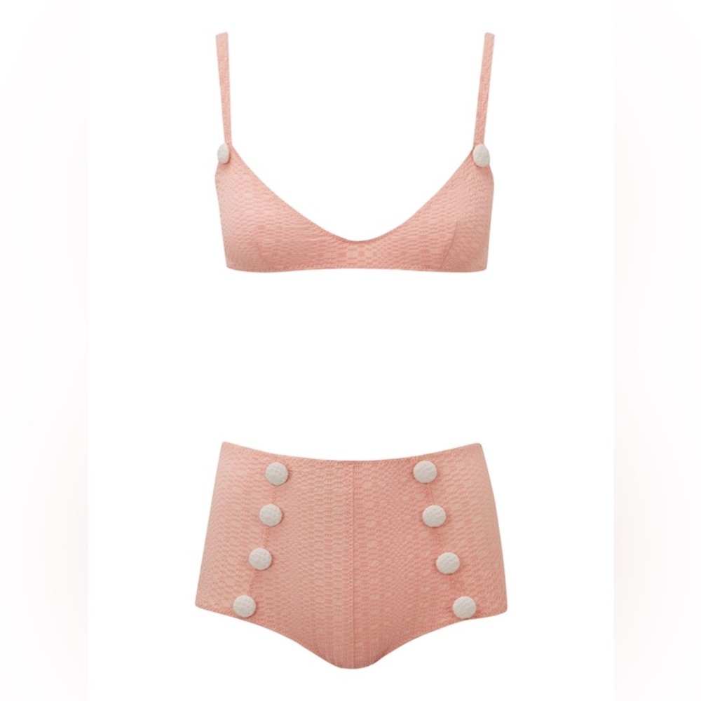 Lisa Marie Fernandez Magdalena peach high waist bikini